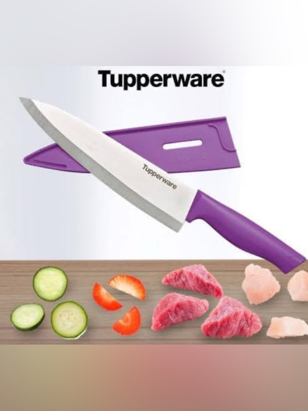 Tupperware Purple Chef Knife with Matching Sheath